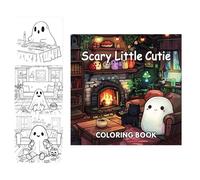 Halloween Coloring Book, Cute Cartoon Doodle Pad, Drawing Paper Set, 8.27x8.27 Inches 40 Sheet for Creative Art Fun, Ideal for Kids, Adults, Family, Travel, Classroom, School, Home Gift Use
