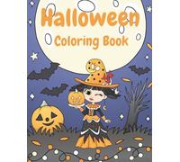 Halloween coloring book: scenes with a cute little witches