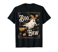 Halloween Costume Boo Haw Witch Skeleton Scary Rodeo Western Maglietta