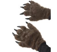 Halloween Costume Lupo Mannaro Mani Monster Peloso Guanti Marrone By Smiffys
