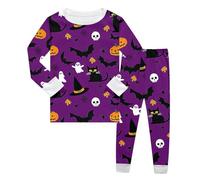 Halloween Costume Pigiama per Bambini,Set di Biancheria da Notte Bambini Set Neonato Neutro Semplice e Morbido Camicia Pantaloni Abbinato Comodo, Traspirante Ideale Giocare