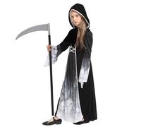 Halloween Costume Ragazza- Fantasma Horror Principessa Costume con falce, raccapricciante Mietitore Halloween Costume Bambini Ragazze Mietitore per la festa di Carnevale Abito in maschera (XL)