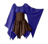 Halloween Costume Vestiti Donna Corset Morticia Cosplay Sexy Costumi Abito Angelo Corsetto Sposa Vampiro Strega Adulto Steampunk Curvy Gotica Gotico Pirata Vestito Blu XL