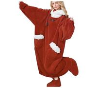 Halloween Costumes Autumn And Winter Santa Robes Cute Thickened Warm Coral Velvet Home Wear Hooded Robes Adult Men And Women with The Same Hooded Robe Costume Cosplay di Psylocke(Red,M)