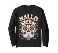 Halloween Costumes Skull Typography Graphic Creepy Spooky Maglia a Manica