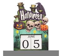 Halloween Countdown, 2025 Wooden Calendar Blocks, 5.71x3.94x1.34 Inches Rustic Reusable Desktop Advent Craft, Adjustable Daily Number Spooky Decor for Holiday, Bedroom, Kitchen, Classroom, Parties