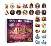 Halloween Countdown Calendar, 24-Day 2D Ghost Pendant, Spooky Hanging Ornament with Numbered Pockets for Kids Adults, Haunted House Decor Holiday Tree Door Wall Living Room Party