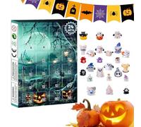 Halloween Countdown Calendar, 24-Day Advent Horror Figures Set, Resin Figurine Display for Kids, Teens, Girls, Home Tabletop, Living Room, Desk, Toddler Gift Decor, .09x10.24 Inches