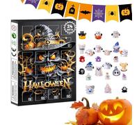 Halloween Countdown Calendar, 24-Day Advent Horror Figures Set, Resin Figurine Display for Kids, Teens, Girls, Home Tabletop, Living Room, Desk, Toddler Gift Decor, .09x10.24 Inches