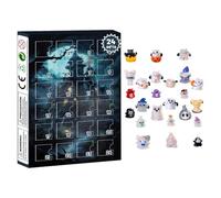 Halloween Countdown Calendar, 24-Day Advent Horror Figurine Set, Resin Collectible Characters, Spooky Table Display Decor, Ideal for Children, Teens, Rooms, Living Room, Seasonal Celebration