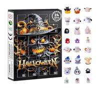 Halloween Countdown Calendar, 24 Days Halloween Advent with Horror Resin Figurines, Spooky Home Decorations for Table, Desk, Childrens, Girls, Teens and Living Room, 7.09x10.24x1.18 inches