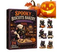 Halloween Countdown Calendar - Carino Cat Acrylic Decor - 24 Day Advent | Halloween Countdown Ornaments Set finestra porta maniglia albero auto specchio partito Haunted House