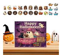 Halloween Countdown Calendar, Horror 24 Pieces Halloween Advent, Decorative Supplies, Sturdy Materials for Fall Weekday Count Down Family Kids Teenagers Boys Girls, 32x28cm
