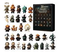 Halloween Countdown Calendar, Horror Toy Display, 12.6x8.66x1.38 Inches 2D Acrylic Collectible Figures Set, Spooky Doll Toys Gift, 24 Pieces for Kids Teens Adults Home Party Decor