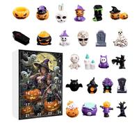 Halloween Countdown Calendar, Resin Creepy Sculptures, 11.02x6.3 Inches 24 Day Figurines Set, Desktop Ornament, Detailed Shelf and Fireplace Decor, Ideal for TV Cabinet, Halloween Party Decoration