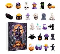 Halloween Countdown Calendar, Resin Creepy Sculptures, 11.02x6.3 Inches 24 Day Figurines Set, Desktop Ornament, Detailed Shelf and Fireplace Decor, Ideal for TV Cabinet, Halloween Party Decoration