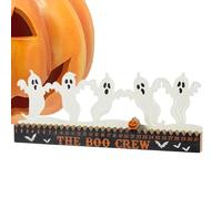 Halloween Countdown Calendar, Wooden Ghost Decoration, 13.78x5.91 Inches Cute Desk Figurine with Ghosts, Day Countdown Display, Home, Living Room, and Bedroom Decor
