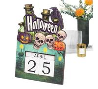 Halloween Countdown Wooden Calendar Blocks 2025 Adjustable Advent Display Festive Craft for Home Bedroom Kitchen Classroom Party Decoration Teens Collectible Decor, 14,5 x 10 x 3,4 cm