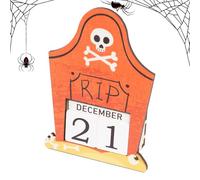 Halloween Countdown Wooden Calendar Blocks 2025 Adjustable Advent Display Festive Craft for Home Bedroom Kitchen Classroom Party Decoration Teens Collectible Decor, 14,5 x 10 x 3,4 cm
