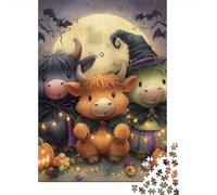 Halloween Cows with Jack-o'-lanterns Puzzle Impossibili 1000Pcs Decorazione Per La Casa. Giochi Rilassamento E Intelligence Per Adulti E Ragazzi Da 14 Anni 70x50cm/1000pcs