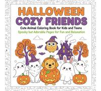Halloween Cozy Friends: Cute Animal Coloring Book for Kids and Teens - Spooky but Adorable Pages for Fun and Relaxation: Featuring Cute Ghosts, ... Scenes for Stress Relief and Creative Fun