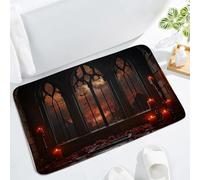 Halloween Creepy Spooky Gothic Haunted Mansion Horror Scary Goth Bat Full Moon Dead Night Zerbino Asciugapassi Trappola Sporco Tappeto Da Bagno Antiscivolo Tappeti Da Bagno Per Vasca 40X60Cm