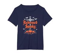 Halloween Cristiano: Croce Gotica redenta e spettrale Maglietta, Donna Plus-Size, Navy, 6X