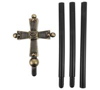 Halloween Croce per Sacerdote Bastone Prete Croce Gesù Plastico | Accessorio per Costume Religioso, Tre Sezioni da Montare, Finitura Antica Spazzolata, Leggero