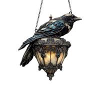 Halloween Crow Decoration - Acrylic 15x20cm | Gothic Crow On Lights For Indoor Outdoor Party Decor Window Door Tree Sign Living Room | Black Feathered Standing Crows Realistic And Stylish