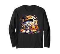 Halloween Cucciolo Cane Strega Zucca Jack o Lanterna Ragazze Carine Maglia a Manica