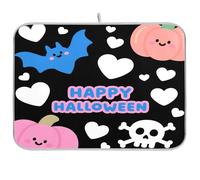 Halloween Cuore Zucca Nero Rosa Piatto Mat Piatto Stuoia di Scolo per Cucina Controsoffitto Tappetino in Gomma Controsoffitto Resistente Al Calore Stuoia Stuoia per asciugare i piatti Grande 18 x 24