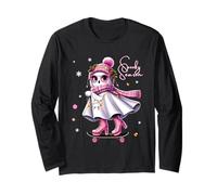 Halloween Cute Ghost Skateboard Christmas Lights Winter Girl Maglia a Manica