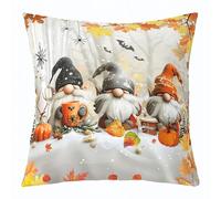 Halloween Cute Gnomes, Fall Harvest Autumn Pumpkin, Thanksgiving, Rustic Farmhouse Maple Leaves Copricuscino Comodo Copricuscini Lusso Fodera per Cuscino per Divano Camera Balcone 45X45Cm