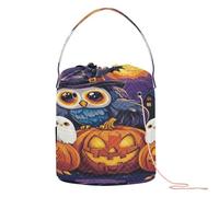 Halloween Dancing Pumpkin Ghosts Owl Skull Yarn Storage Bag Knitting Bag Yarn Storage Tote con fori Borse di stoccaggio per Crochet Carrier Fornitura di maglieria
