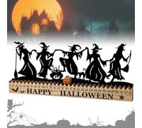 Halloween Dancing Witch Countdown Table Sign, 18”L Farmhouse Halloween Dancing Witches Silhouette Countdown Table Décor, Ornament Advent Calendar Tabletop Spooky Decor Plaques(1Pc)