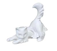 Halloween Decor, Glowing Cat, Ghost Light-Up Sculpture, Tabletop Accent Statue, Animal Centerpiece for Holiday Bedroom, Living Room, Bookshelf, Mantel, Cabinet, Party Display Setup 5.12x2.17x5.12in