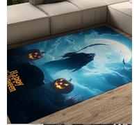 Halloween Decor Holiday Kitchen Rug Cranio Diavolo con Falce Modello Gotico Halloween Party Tappeto per Antiscivolo Living Room Decor 100x150cm