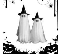 Halloween Decor, Outdoor Decoration, 7.87x9.84x3.94 Inches Spooky Lights, 2-Pack Hanging Ghost Figures, Battery Powered Light-Up Props for Haunted House Fence Window Patio Farmyard Holiday Display Use