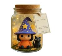 Halloween Decoration Jar, Witch Figurine Jar, Spooky Table Centerpiece Prop for Bedroom, Kitchen, Entrance, Bathroom, Living Room, Photography, College Dorm, 3.54x2.76x2.76 inches
