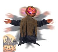 Halloween Decorations Animated Garden Pumpkin Ghost Lighted Swinging Sound Effects 17.72x11.81 inches Outdoor Yard Prop for Pathway Planter Porch Holiday Birthday Festival Display