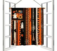 Halloween Decorations Banner | 27x30 Inch Rustic Pumpkin Ghost Sign | Halloween Sign Skeleton Ghost Banner for Home Living Room Kitchen Entryway Wall Mantle Office Farmhouse Cafe