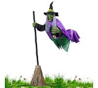 Halloween Decorations, Hovering Broom Prop, Spooky Animated Display, Motion Sensor Lights, Hanging Scary Decoration for Porch, Lawn, Yard, Home, Patio, Outdoor, Indoor, Window, Entryway