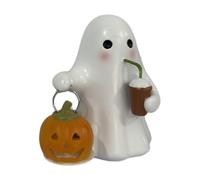 Halloween Decorations Indoor, Handmade Ghost Coffee Pumpkin Night Light, Halloween Cute 3D LED Spooky Ghost Statue Lamp Decorations, Mini Gothic Light Up Desktop Ornaments for Home Bookshelf Tabletop