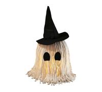 Halloween Decorations Light Up Ghost, Adorable Tabletop Mop Ghost With Witch Hat, LED Lit Decoration, Haunted House Mantel Porch Lawn Garden Yard Escape Room Festival Props
