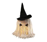 Halloween Decorations Light Up Ghost Figure, Adorable Glowing Tabletop Ghost with Witch Hat, Spooky Haunted House Accent for Indoor Outdoor Festival, Escape Room, Mantel, Porch, Lawn, Yard, and Garden