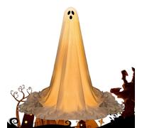 Halloween Decorations Outdoor Ghost, Light-Up Scary Spirit Figure, 1 Set, Adjustable Height Glowing Ghost Decor with LED Lights for Front Yard Porch Lawn Haunted House Garden Backyard Holiday Party