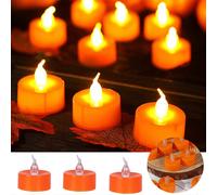 Halloween Decorations Outdoor Halloween 12Pack Orange Tea Light Candles Battery Powered LED Tea Lights with Warm White Pumpkins for Halloween