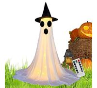 Halloween Decorations Outdoor, Light-Up Ghost Prop, 64.96 Inches Spooky Seasonal Display, Glowing Fabric Body, Weather-Resistant Design, for Porch Garden Haunted House Event Indoor Outside Scene