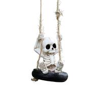 Halloween Decorations, Swing Skeleton Garden Statue 2.6x2.95x3.54 Inches, Hangable Ornament, Creepy Figure with Swing Seat, Outdoor Yard Accent, Porch Wall Tree Decor for Spooky Holiday Display