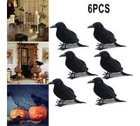Halloween Decorazione Simulazione Crow 6pcs Nero Piuma+Plastica Realistici